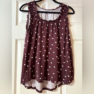 Maurices Brown and White Polka Dot Sleeveless Tank